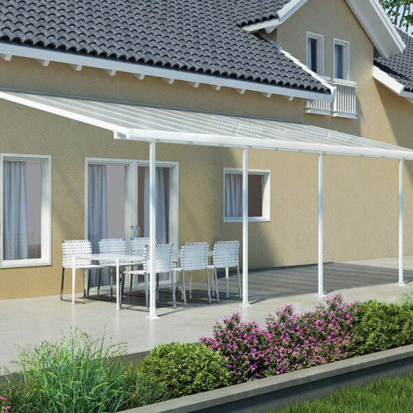 פרגולה אלומיניום  7.3X3 פריה לבנה 2726